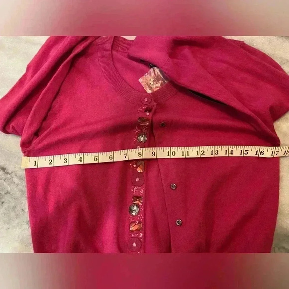 NWT Apt. 9 Pink Embroidered Beaded Bedazzled Button Front Cardigan Size Small - Picture 7 of 10